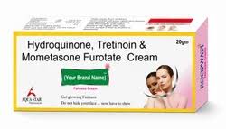 Hydroquinone, Tretinoin & Mometasone Furoate Cream 20g topical skincare cream tube for dark spots and uneven skin tone.